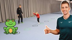 Tennis-Fußarbeits- und Koordinationsübung für Kinder „Frog Party“ #025
