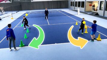 "Hütchen stapeln" - Tennis Aufwärmspiel für Kinder