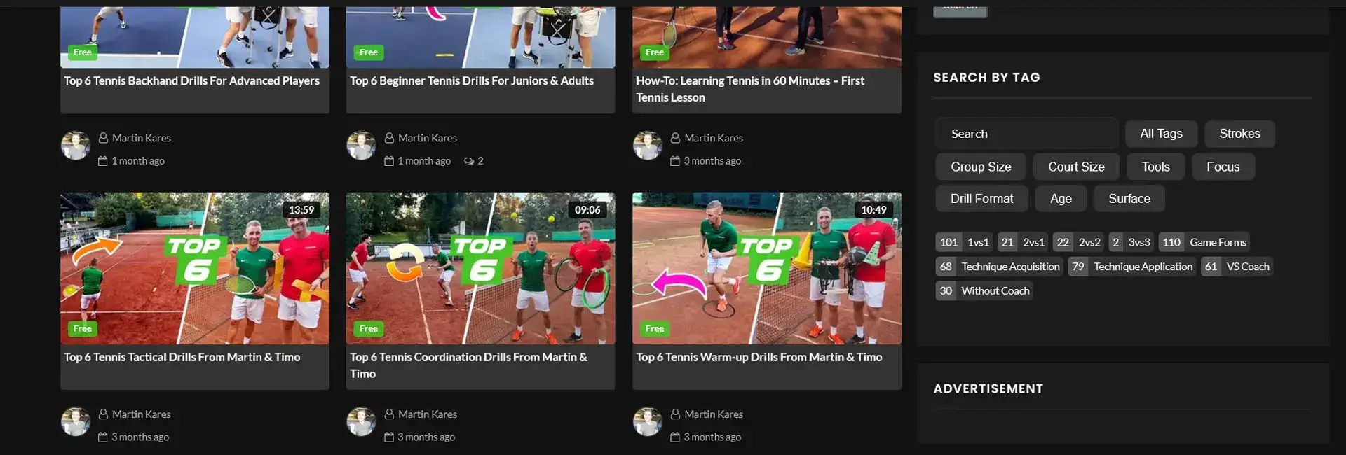 3 neue Tags hinzugefügt zu Tennistraining Online
